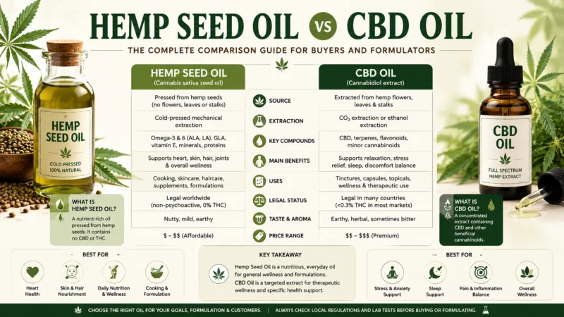 Aceite De Semillas De Cáñamo Vs. Aceite De Cbd: La Guía Comparativa Completa Para Compradores Y Formuladores Hemp Seed Oil Vs Cbd Oil The Complete Comparison Guide For Buyers And Formulators