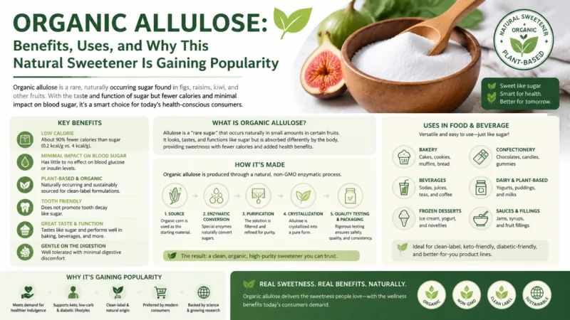Alulosa Orgánica: Beneficios, Usos Y Por Qué Este Edulcorante Natural Está Ganando Popularidad Organic Allulose Benefits, Uses, And Why This Natural Sweetener Is Gaining Popularity