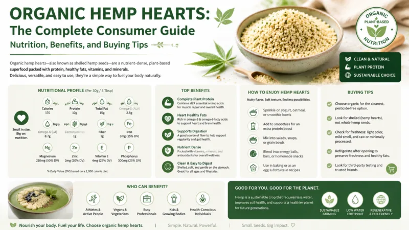 Corazones De Cáñamo Orgánicos: La Guía Completa Para El Consumidor — Nutrición, Beneficios Y Consejos De Compra Organic Hemp Hearts The Complete Consumer Guide -- Nutrition, Benefits, And Buying Tips