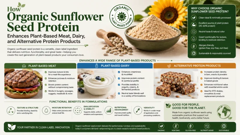 Cómo La Proteína De Semillas De Girasol Orgánica Mejora La Carne, Los Lácteos Y Los Productos Proteicos Alternativos De Origen Vegetal How Organic Sunflower Seed Protein Enhances Plant-Based Meat, Dairy, And Alternative Protein Products