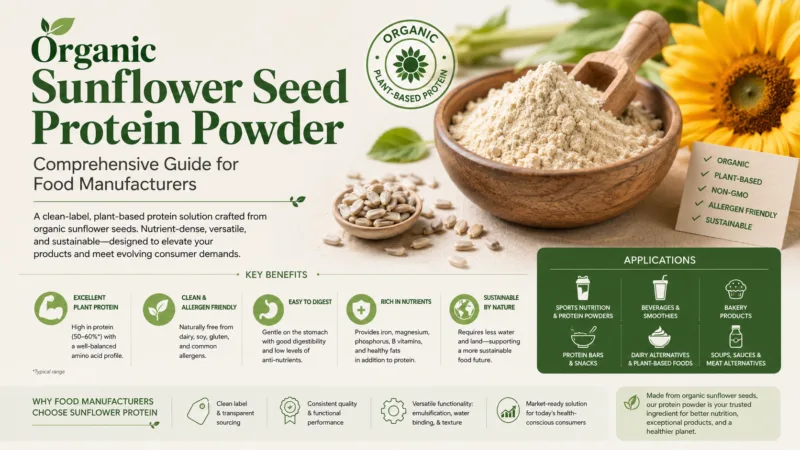 Polvo De Proteína De Semilla De Girasol Orgánica: Guía Completa Para Fabricantes De Alimentos Organic Sunflower Seed Protein Powder Comprehensive Guide For Food Manufacturers