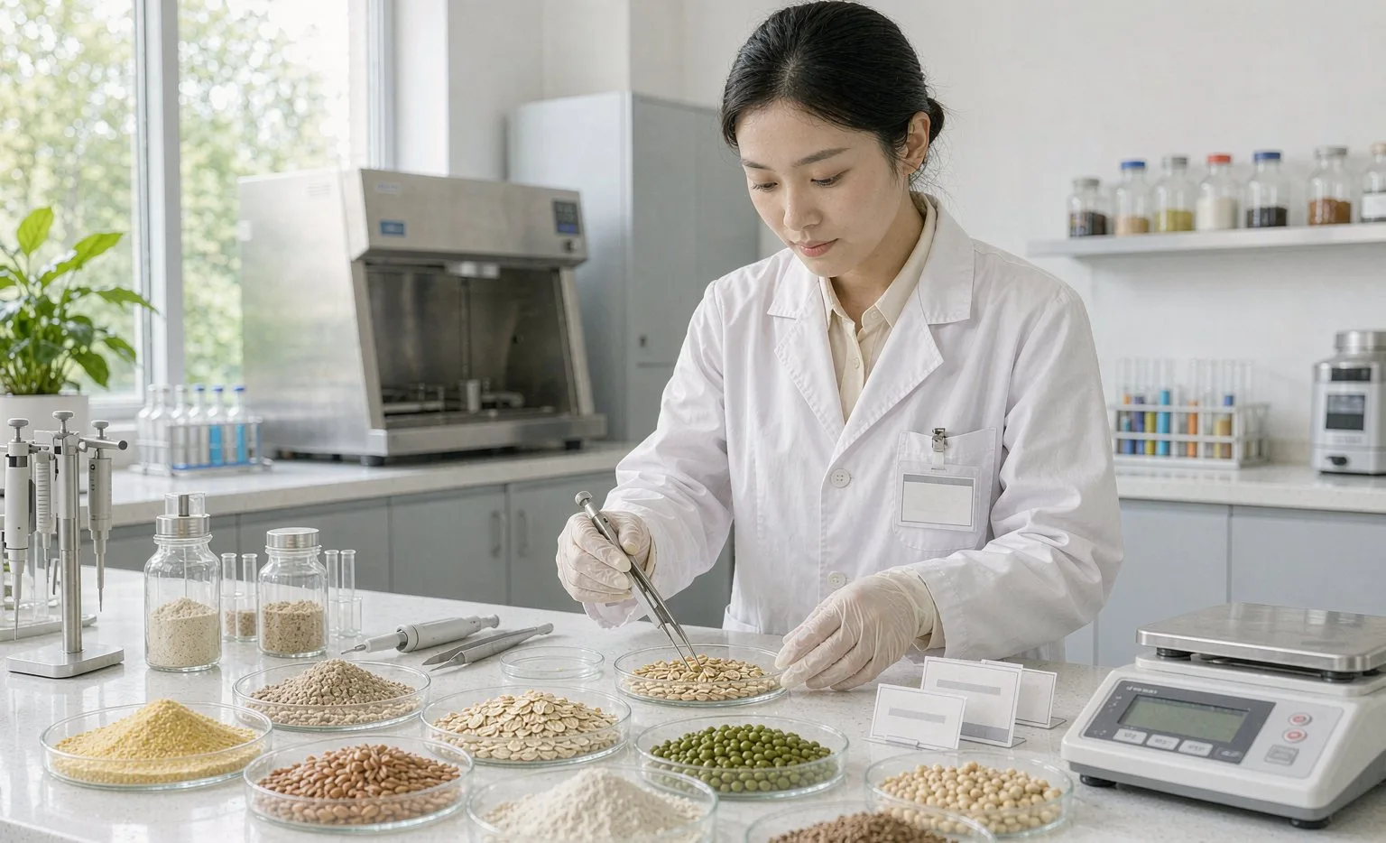 Calidad Laboratorio De Control De Calidad Analizando Muestras De Ingredientes Orgánicos